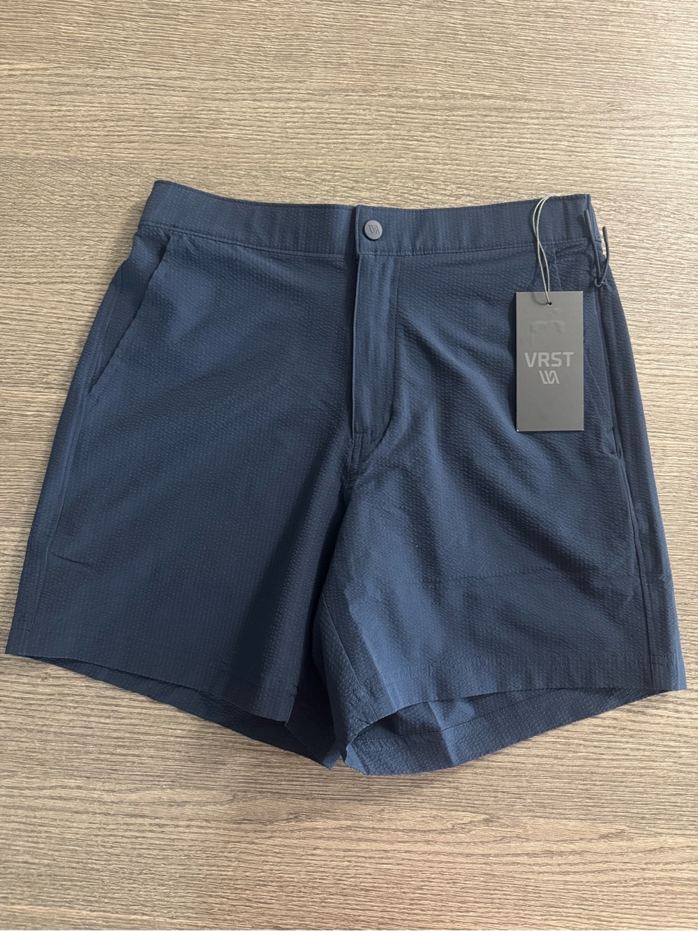 VRST Men’s Resort Shorts Seersucker 6" Size S Navy Relaxed Fit